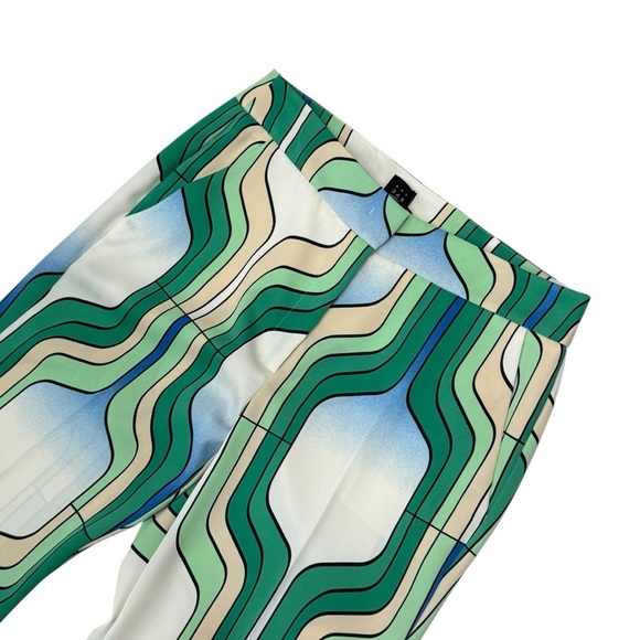 Marella By Max Mara Addirsi Trouser Women's US 10 Bright Green Crepe Geo Print - Picture 4 of 16